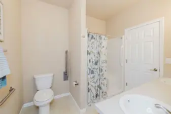 Full bathroom with vanity and shower