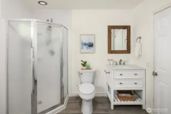 Bathroom 1 (3/4 bath) with combo laundry room
