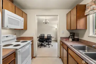 Kitchen with all the appliances included (fridge, microwave, stove and dishwasher)