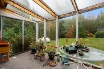 Sunroom for lounging and plant care