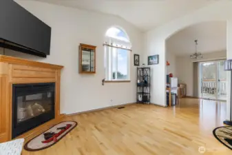 Living room overlooking dining room