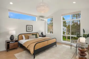 Primary Bedroom with Vaulted ceilings
