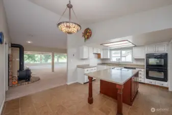 Kitchen with view into dining room