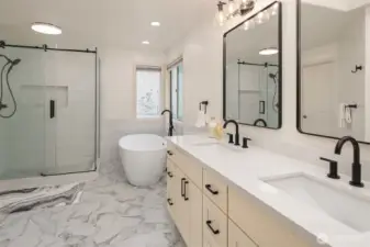 Wow! A recently remodeled 5-piece primary bathroom, designed for ultimate luxury and comfort.
