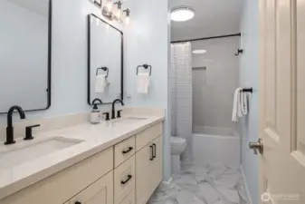 Upstairs remodeled, full bathroom.