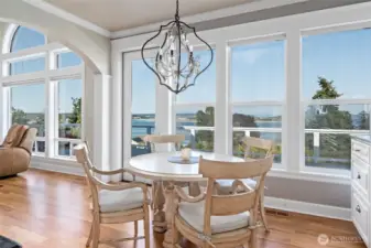 The perfect spot in the breakfast nook for morning coffee.