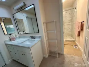 Primary bathroom with new cabinet