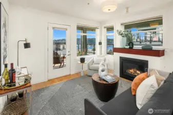 Living room with gas fireplace