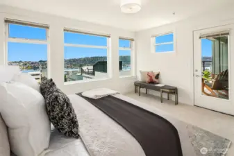 primary suite with incredible lake views
