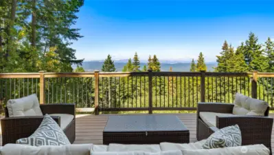 Spacious deck is the perfect spot to enjoy the view.