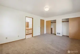 Spacious bedrooms with large closets.