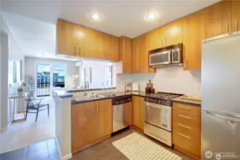 Kitchen open to living room.