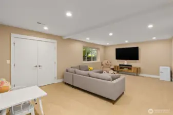 Spacious lower-level flex room suited for multiple uses