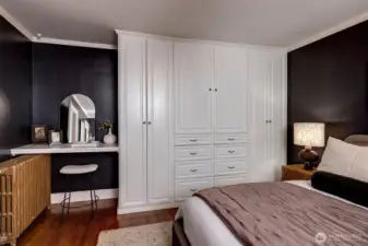 Primary bedroom custom built in closet