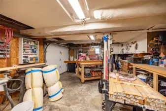 workshop area in the basement