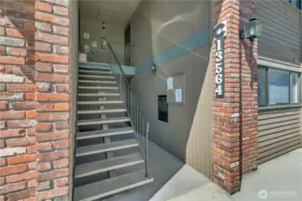 Condo is top of stairs on the right