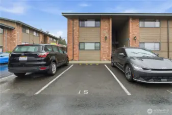 Assigned parking space right by the stairs!