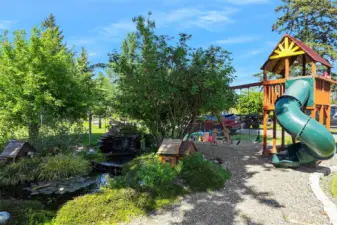 ~Koi Pond with 2 Waterfalls & Water Lily's beginning to bloom as the weather warms up in the Spring~  Quality Big Toy with Covered Sandbox & Play Area~