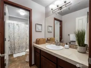 Upper level hall bathroom.
