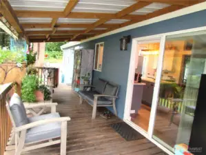 Sliding glass door entry and other has door before gate at stair entry.