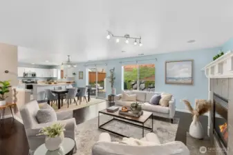 Family room opent to slider to the deck and yard and the dining and kitchen!