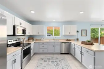 Kitchen with views to the yard.
