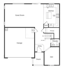 Main floor with den