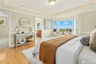 Owner Suite on MAIN FLOOR with huge walk-in closet and en-suite bathroom