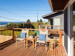 Sunny southwestern exposure makes the deck a wonderful retreat.