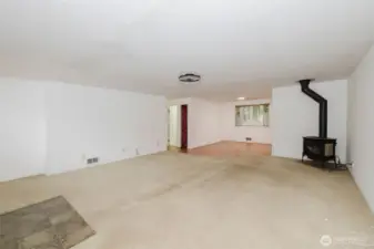 Living room open to dining area.