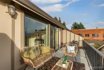 Great south facing deck is spacious and sunny and easy to use.