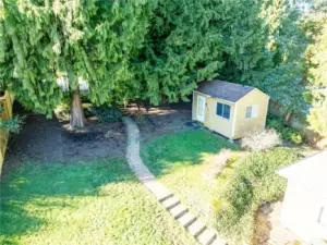 Aerial view of small hobby shed great space to create.