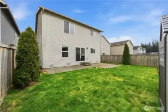 Outdoor area suitable for pets or play.