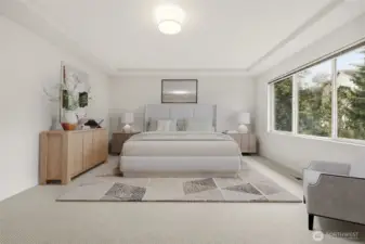 Spacious primary suite retreat with peaceful natural light