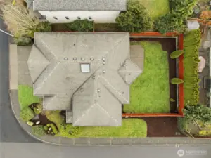 Aerial view of the home showing the rare flat lot in this Newcastle-area community