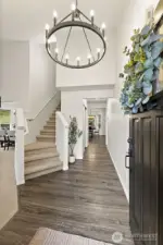 Beautiful entry with new light fixture and new paint