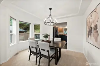 Formal living room with new light fixture