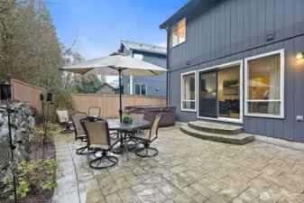 Private back yard with pavers