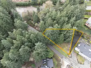 Triangular area nearest the house is the approximate portion of the vacant lot that will be removed through BLA prior to closing.   Lines are approximated, buyer to verify to own satisfaction.