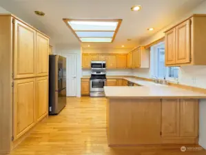 Kitchen with reach in pantry