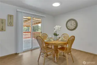 Dining room with view of lake.