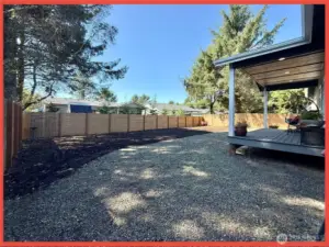 Fully fenced back yard.