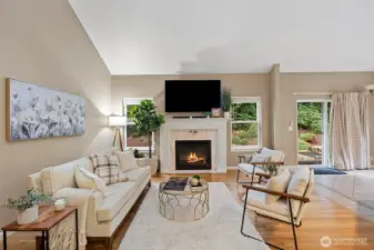 Formal living room with gas fireplace