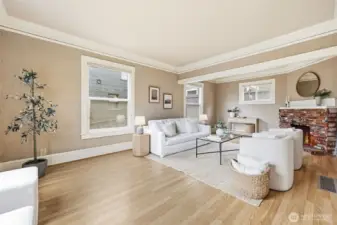 Spacious living room with plenty of room for everyone to relax and unwind.