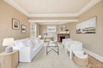 Spacious living room with easy flow into the entry and dining room, ideal for everyday living and entertaining.