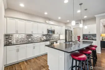 Tons of storage with breakfast bar