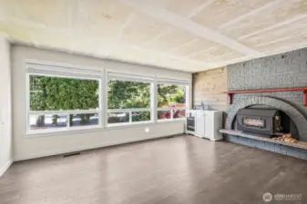 Lots of natural light and cozy wood stove