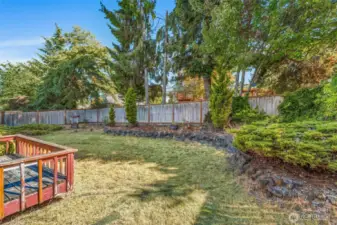 The fenced back yard provides privacy, and safety for little ones and pets.