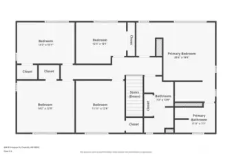 Here's the floor plan of the full 2nd floor -- 5 bedrooms, 2 baths.