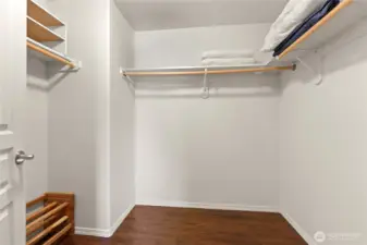 Spacious walk-in closet in the second floor bedroom.